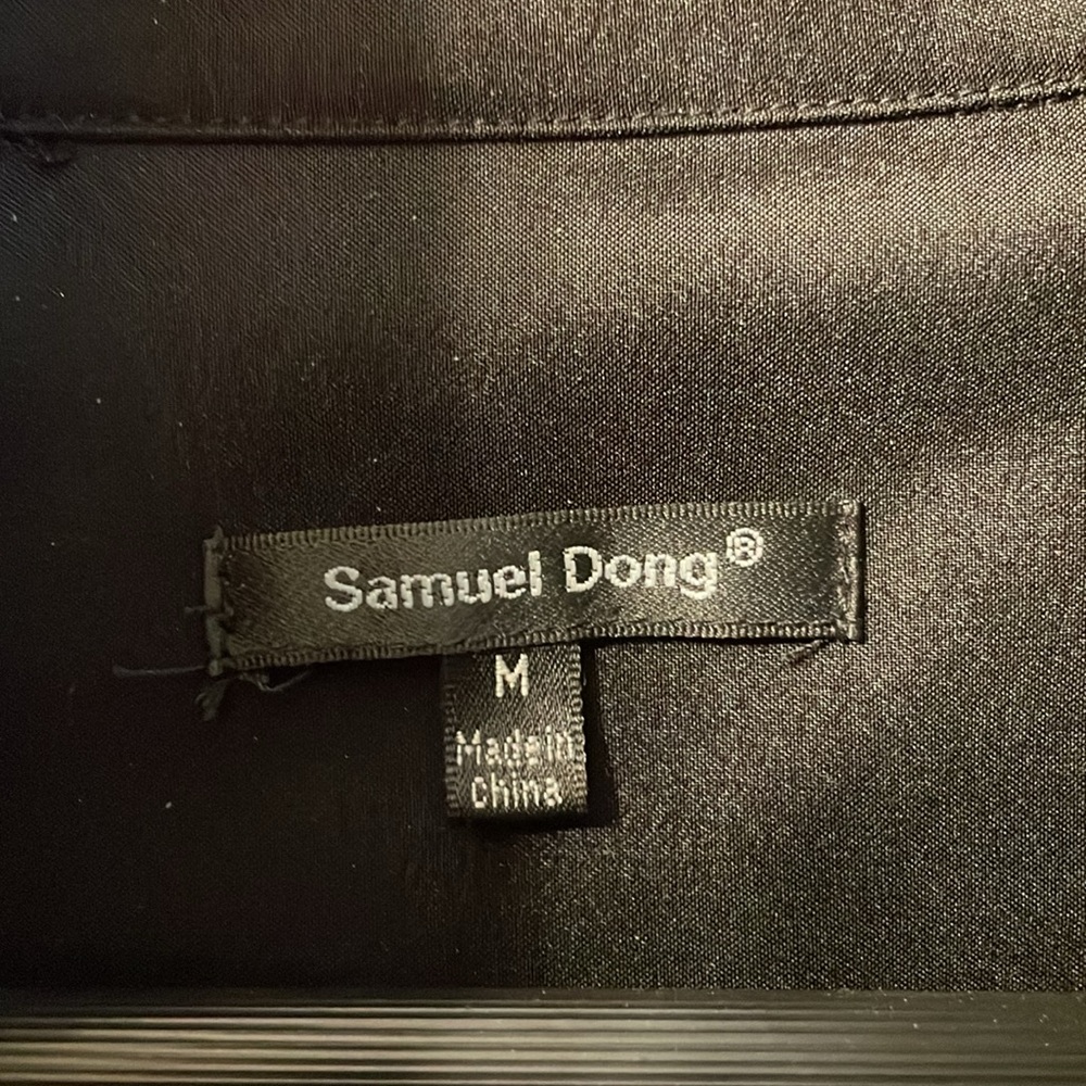 Samuel Dong black cropped jacket with high collar 3/4 sleeves Fully Lined Sz Med - Picture 2 of 7